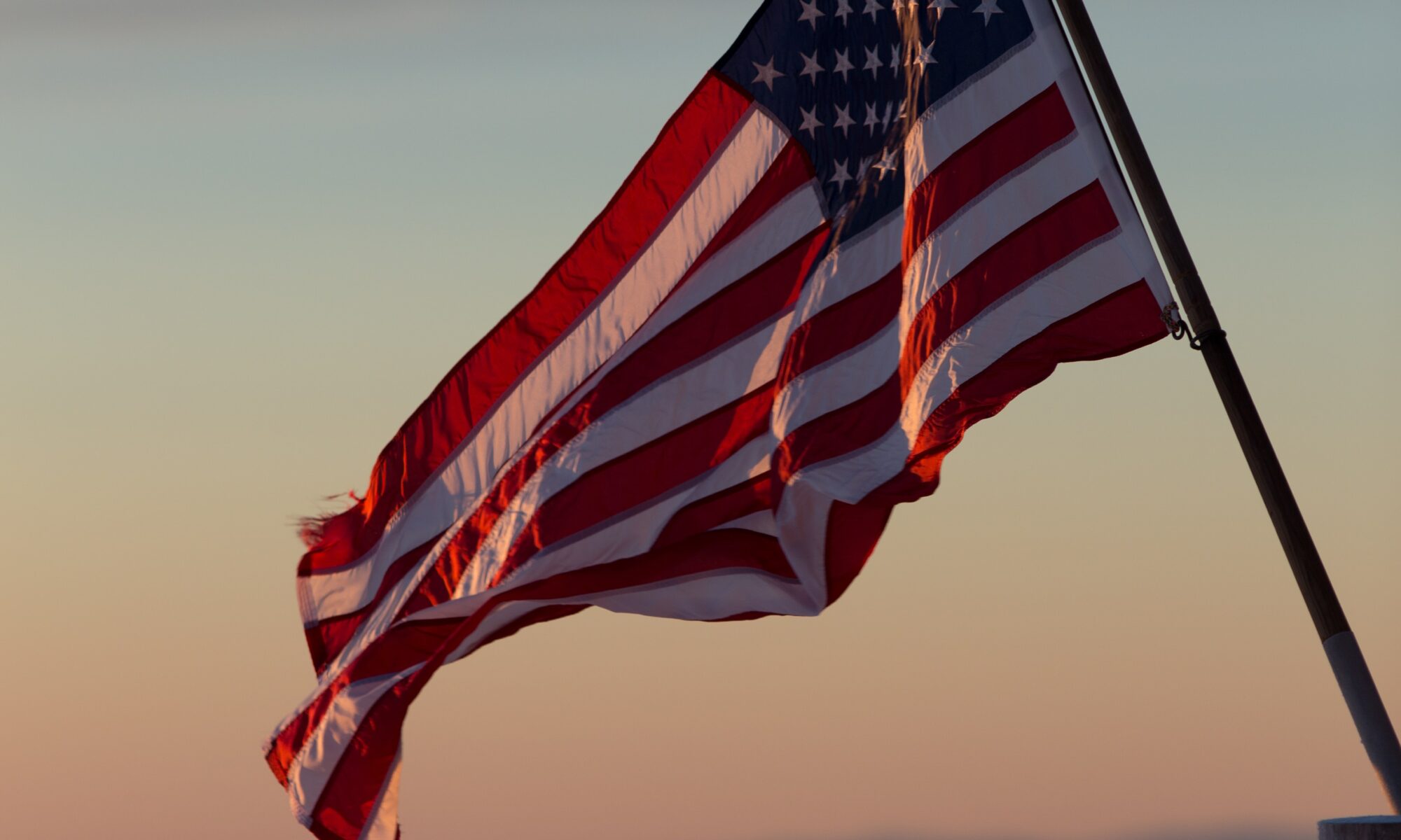 Flag at sunset